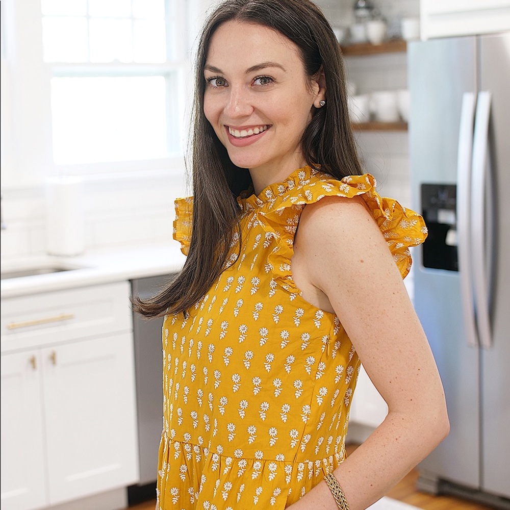 ❤️ Sold! ❤️ New J. Crew Tiered Voile Dress Yellow Embroidered XXS Tall